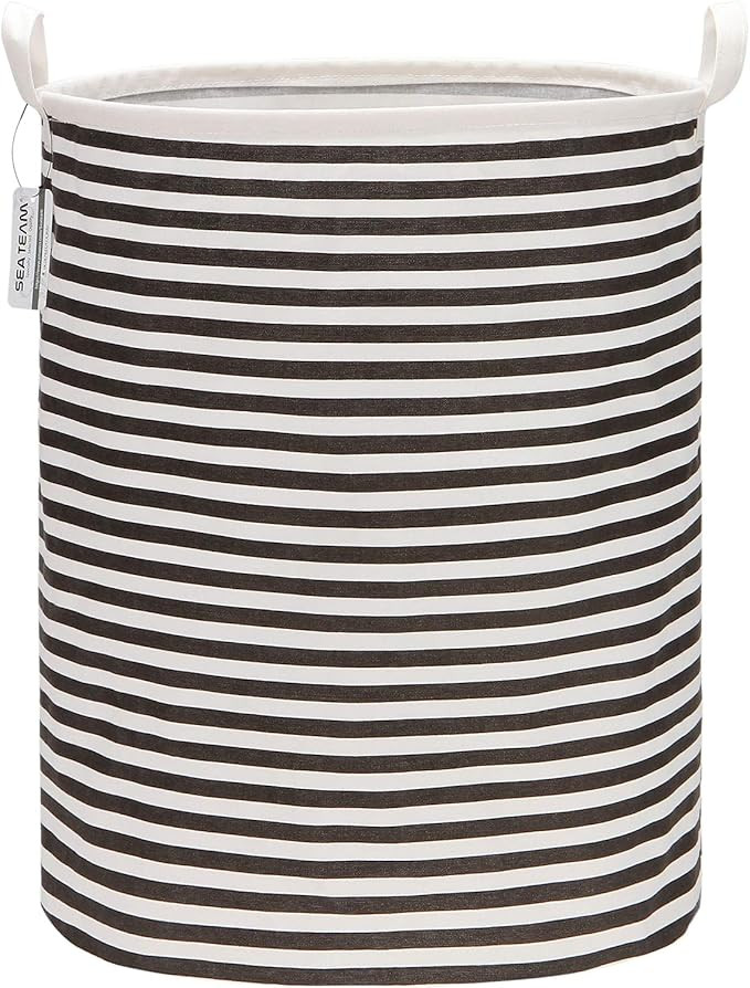 Sea Team 19.7 Inches Large Sized Waterproof Coating Ramie Cotton Fabric Folding Laundry Hamper Bu... | Amazon (US)