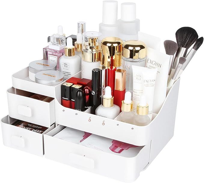 Makeup Organizer With Drawers,ONXE Vanity Countertop Storage Cosmetics Holder for Brushes, Eyesha... | Amazon (US)