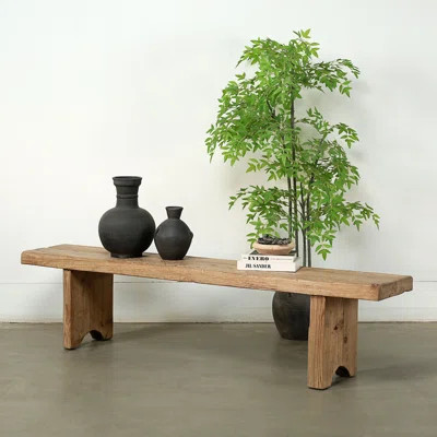 Bari Bench Approx. 78Wx14Dx18.5H Rustic Pine Wood Weathered Natural | Wayfair North America