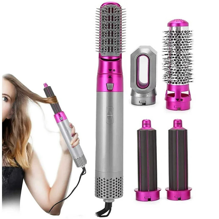 5 In 1 Electric Hot Air Comb, Hair Dryer Brush, Hair Curling Wand Detachable Brush Head Kit, Nega... | Walmart (US)