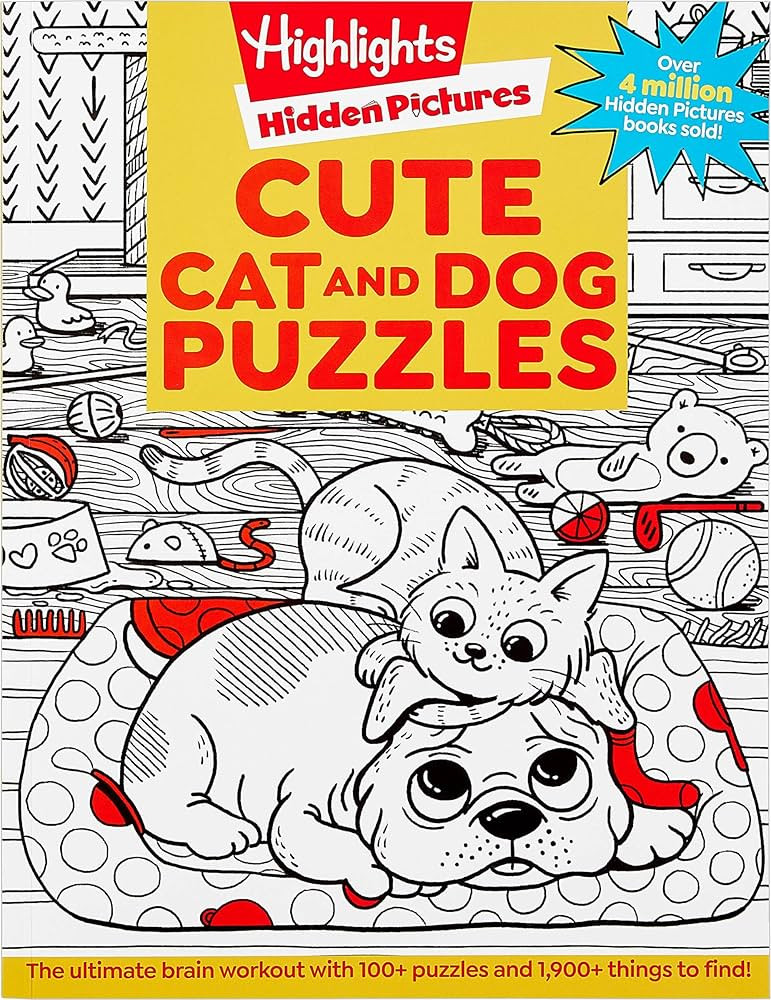 Cute Cat and Dog Puzzles: 144-Page Activity Book for Kids with Over 1,800 Objects to Find, Search... | Amazon (US)