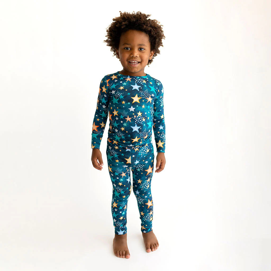 Stars Green Long Sleeve Toddler Pajamas | Rogan | Posh Peanut