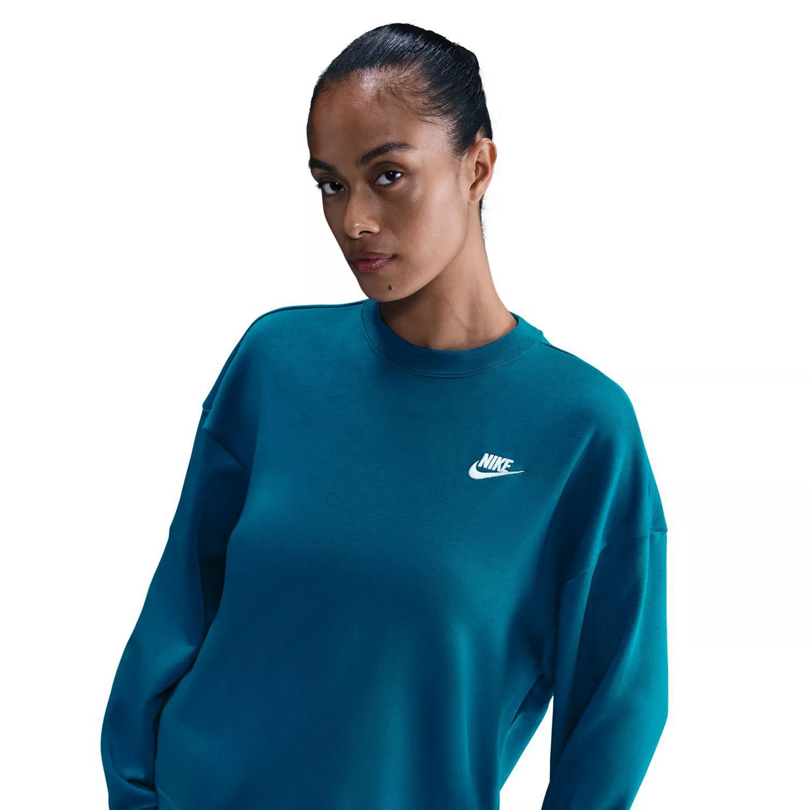 Women's Nike Sportswear Club Fleece Loose Crewneck Sweatshirt, Size: Medium, Green Black | Kohl's