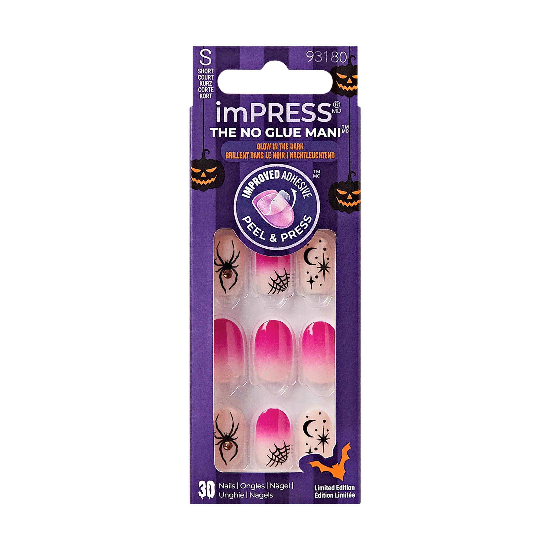 KISS imPRESS No Glue Needed Press On Nails, Design, My Nightmare, Red, Short Oval, 30 Count | Walmart (US)
