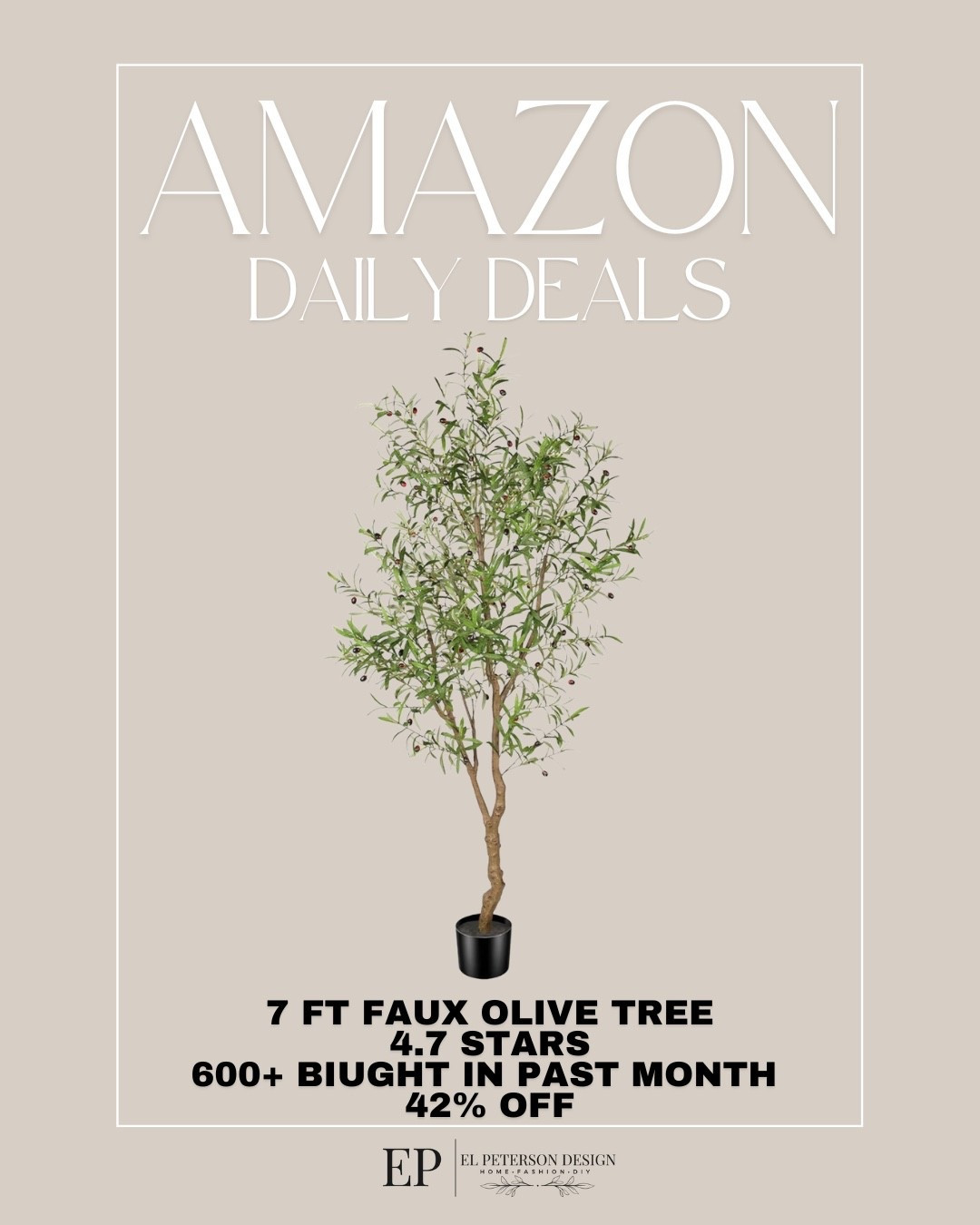 Amazon Daily Deals
7ft faux olive tree 

#LTKSaleAlert #LTKHome