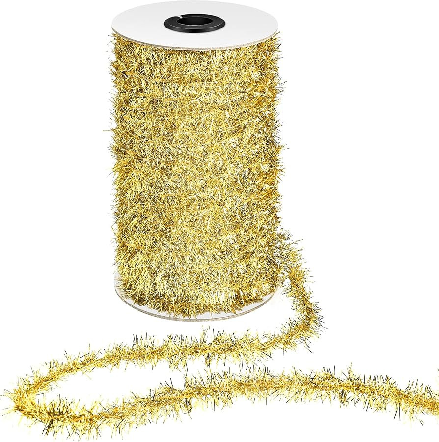 50 Yards Christmas Tinsel Garland Thin Glitter Tinsel Metallic Holiday Tinsel Garland Twist Tinse... | Amazon (US)