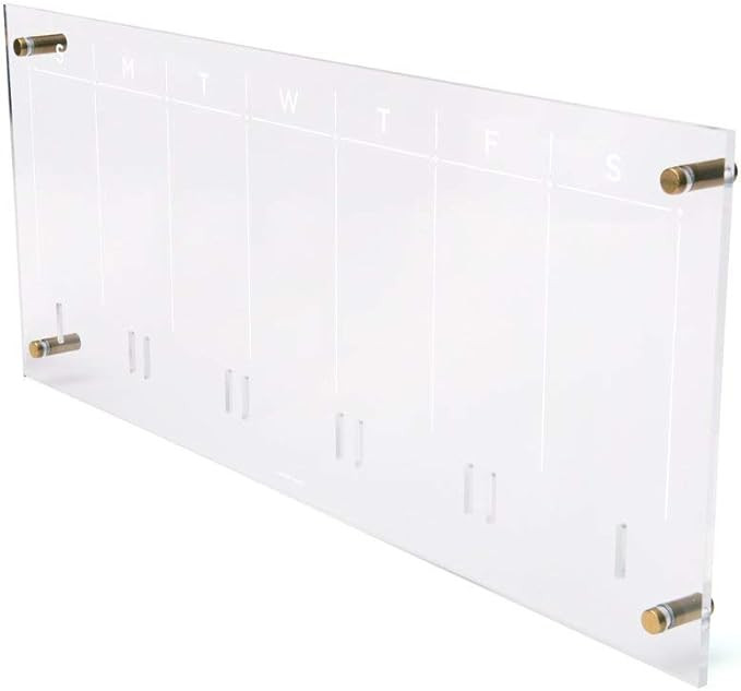 russell+hazel Acrylic Weekly Wall Calendar, Clear and Gold-Tone, Includes Wet Erase Markers and M... | Amazon (US)