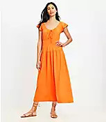 Smocked Flutter Midi Dress | LOFT