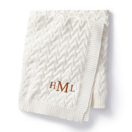 Cotton Cable Knit Throw Blanket | Mark and Graham