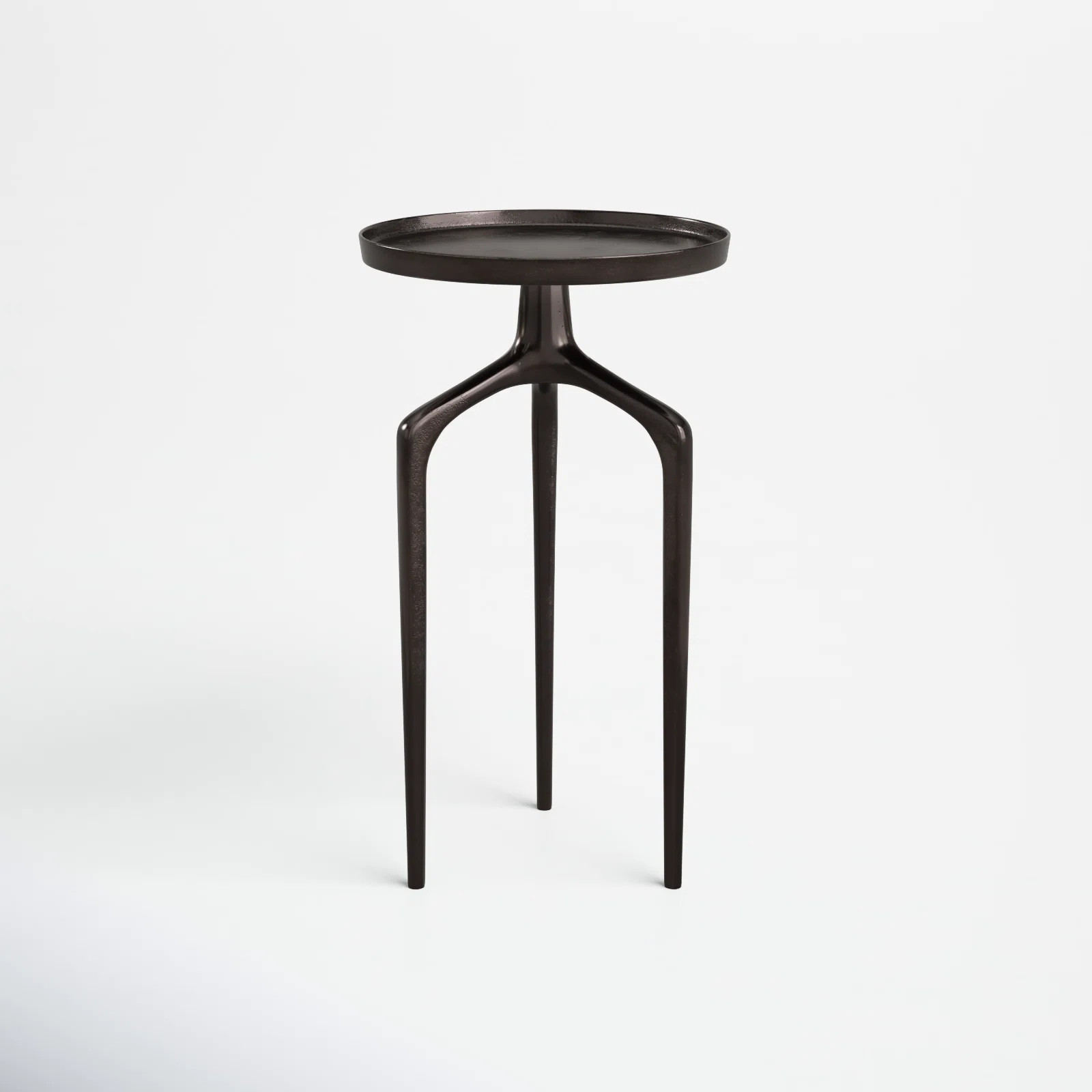 Aluminum Metal Tray Inspired Top Side End Accent Table with 3 Tripod Legs | Wayfair North America