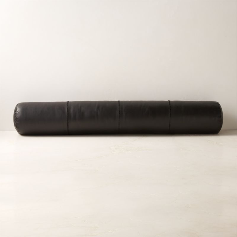 Bolster Black Leather Throw Pillow 44'' + Reviews | CB2 | CB2