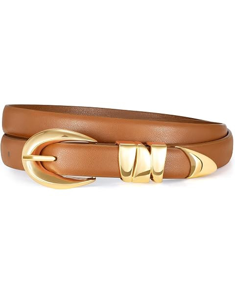 Belts for Women with Gold Buckle for Jeans, Dress Leather Belts | Amazon (US)