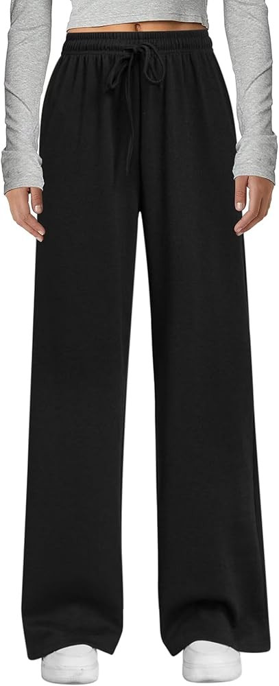 Arolina Fall Pants for Women Soft Lounge Wide Leg Sweat Pants Elastic Waist Mid-Weight Pajama Pan... | Amazon (US)