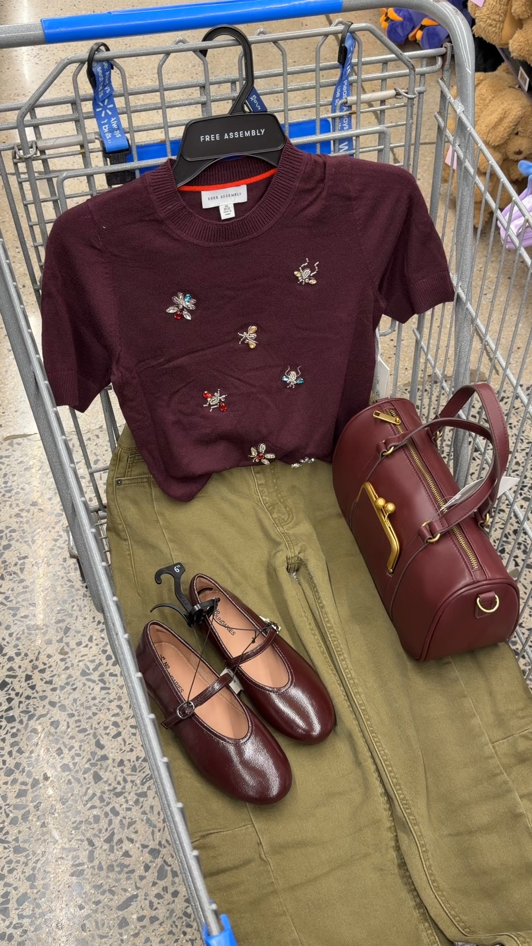 Walmart fall outfit idea, the sweater has rhinestone bugs! Looks like J.Crew. #walmartfashion