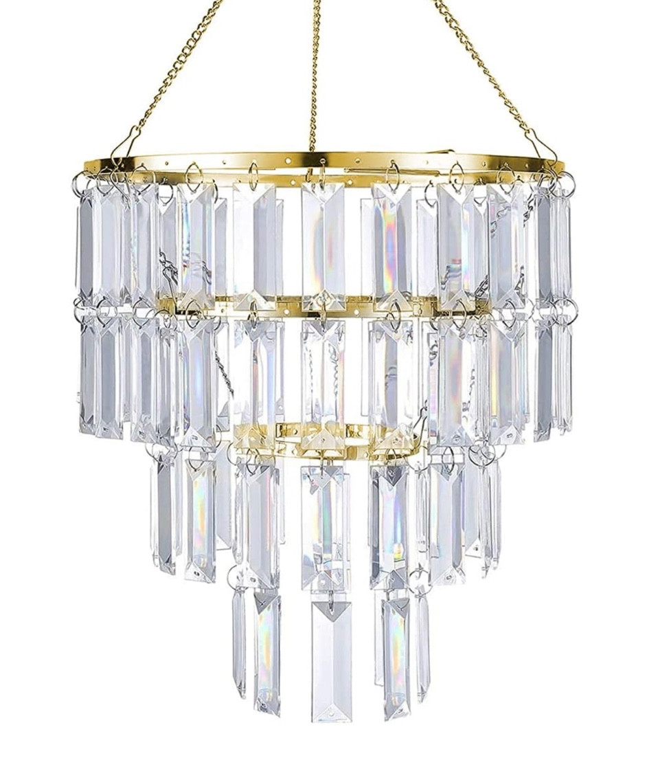 Sunli House Store
Modern Chandelier Shade, Faux Chandeliers Light Fixture Pendant Ceiling Lampshade for Girls Bedroom, W9.84 X H11 (Gold

No assembly required, ready to hang. This plastics chandelier shade dose not come with light cord kit. Easily fits your existing light socket, with no electrical installation required.

#LTKStyleTip #LTKHome