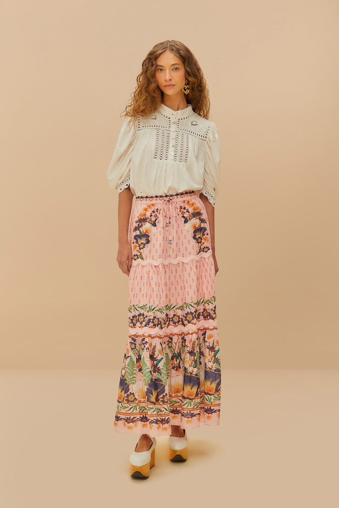 Pink Dream Garden Maxi Skirt | FarmRio (US)