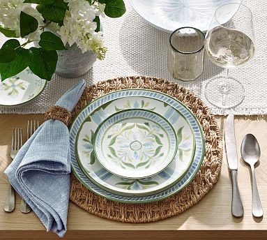 Chambray Tile Stoneware Appetizer Plates, Set of 4 - Mutli | Pottery Barn (US)