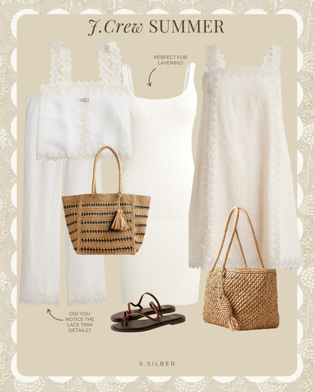 No one does summer quite like J.Crew—easy, elevated, and endlessly chic. I’ve rounded up my favorite new summer whites (plus the dreamiest totes to match), and they’re giving timeless coastal energy in the best way.

Whether you’re headed to the farmers market, a beach weekend, or just out for iced coffee, these pieces are made for sunshine and simplicity. Which look would you wear first?

#JCrewStyle #SummerWhites #ClassicStyle #CoastalChic #WardrobeRefresh 

 #LTKSeasonal #LTKStyleTip #LTKTravel