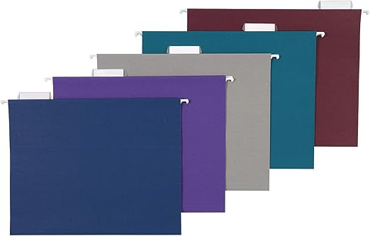 Amazon Basics Hanging Folders, Pack of 25, Letter Size, Assorted Jewel-tone Colors | Amazon (US)