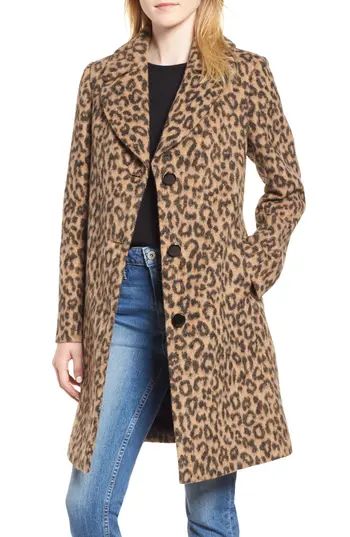 Women's Kate Spade New York Leopard Print Wool Blend Coat | Nordstrom