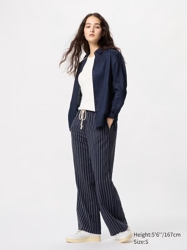 Linen Blend Easy Trousers (Stripe) | UNIQLO (UK)