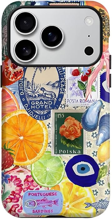 for iPhone 17 Pro Max Case, Summer Beach Ocean Vintage Fruit Collage Design Cover, Cute Seashell ... | Amazon (US)