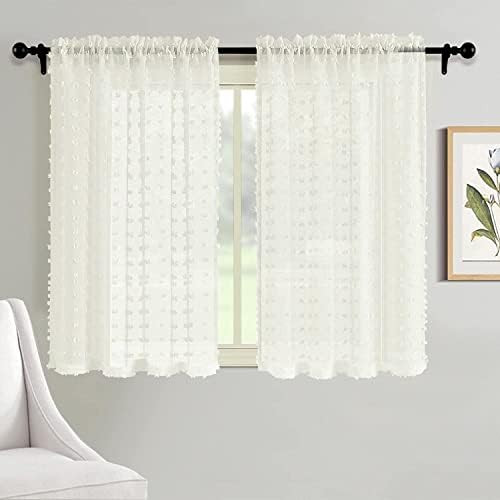 2 paneles de cortinas traslúcidas blanco crema de 54 pulgadas de largo para ventana pequeña, ca... | Amazon (US)