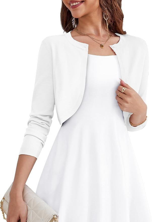 OmicGot Women's Long Sleeve Cardigan Knit Sweaters Cropped Open Front Bolero Shrug for Dresses S-... | Amazon (US)