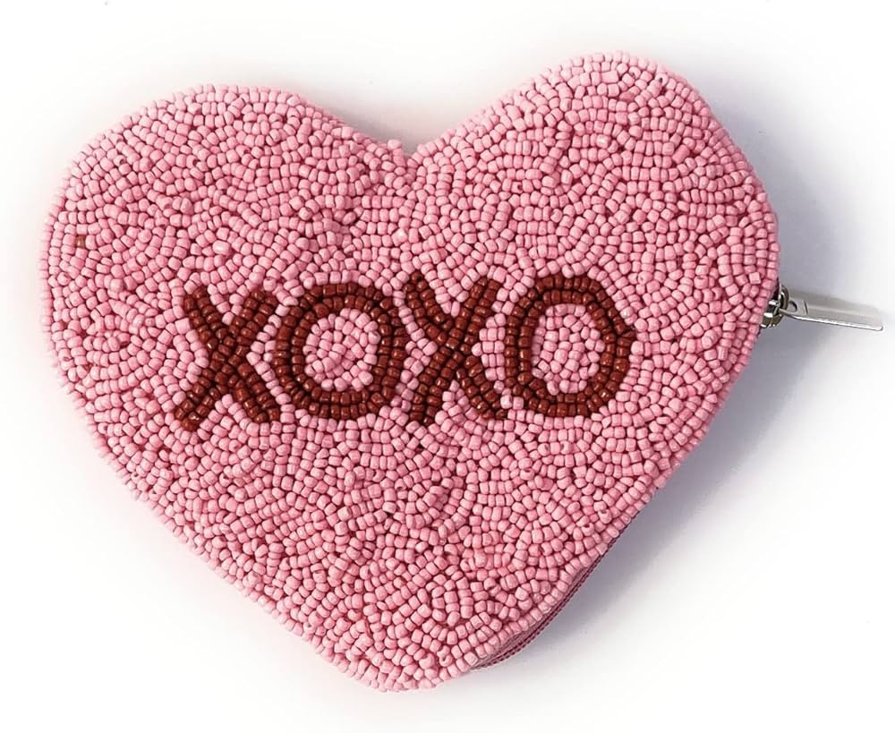 XOXO Coin Purse, Candy Heart Coin Purse, Valentines Day Gifts, Coin Purse Pouch, Beaded Coin Purs... | Amazon (US)