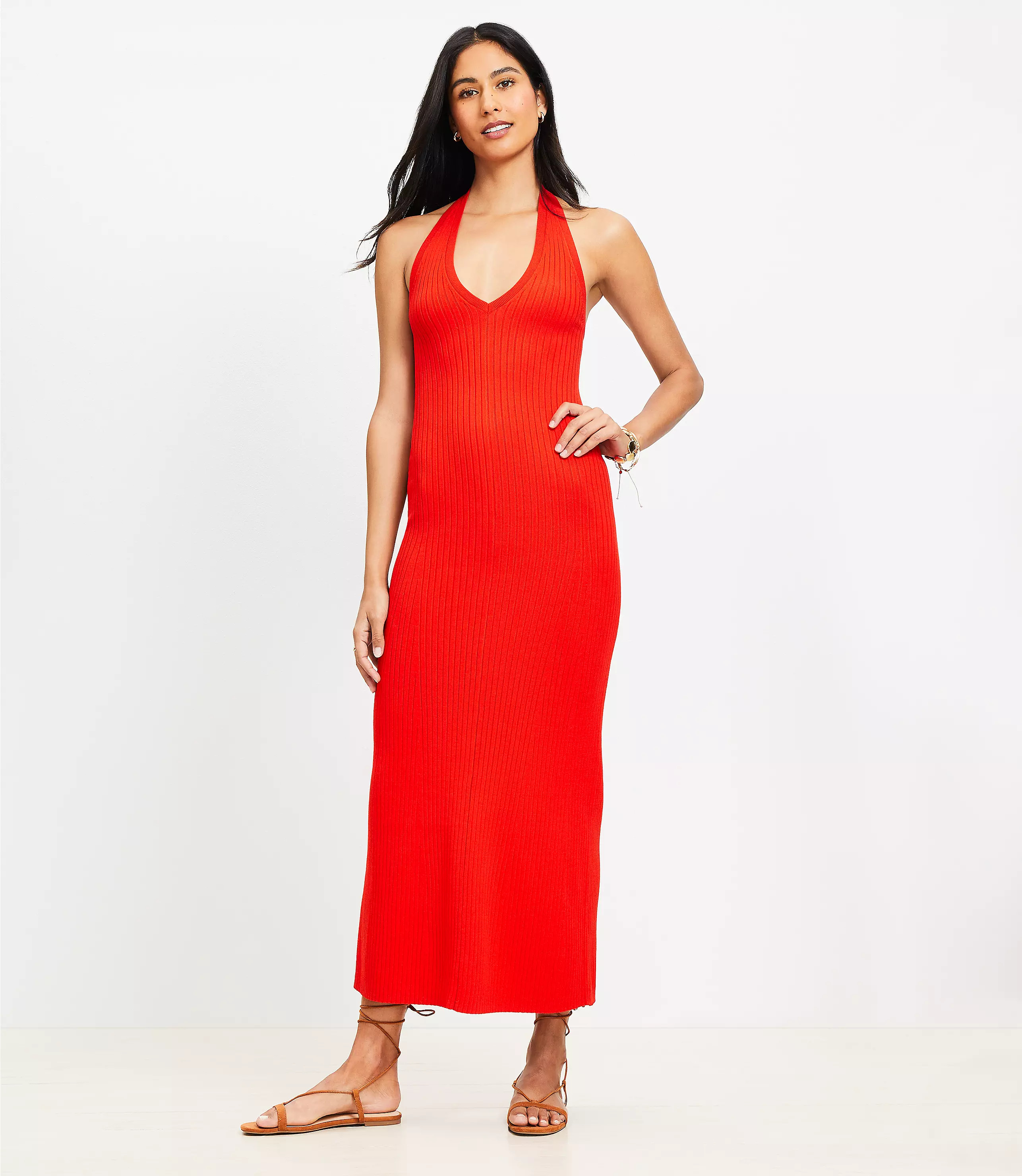 Ribbed Maxi Halter Sweater Dress | LOFT