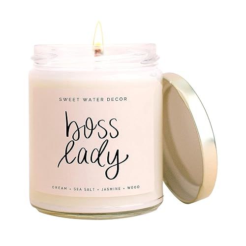 Sweet Water Decor, Boss Lady, Sea Salt, Jasmine, Cream, and Wood Scented Soy Wax Candle for Home ... | Amazon (US)