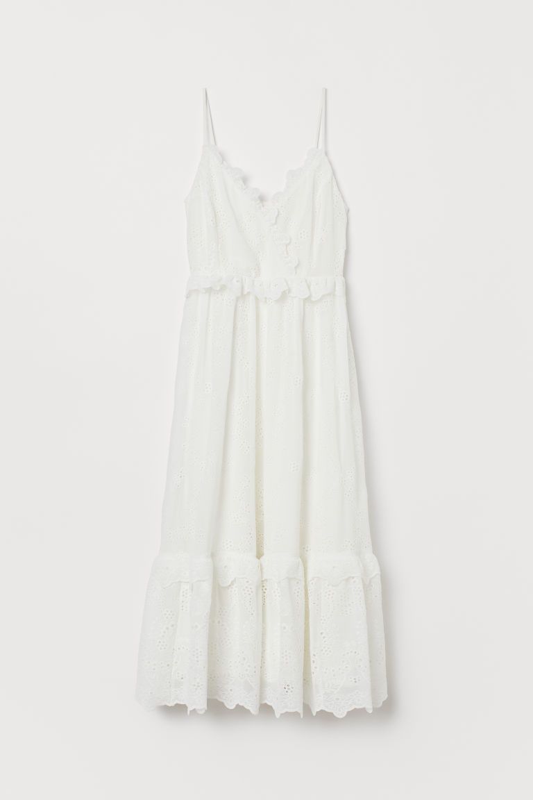 H & M - Embroidered Ruffled Dress - White | H&M (US)