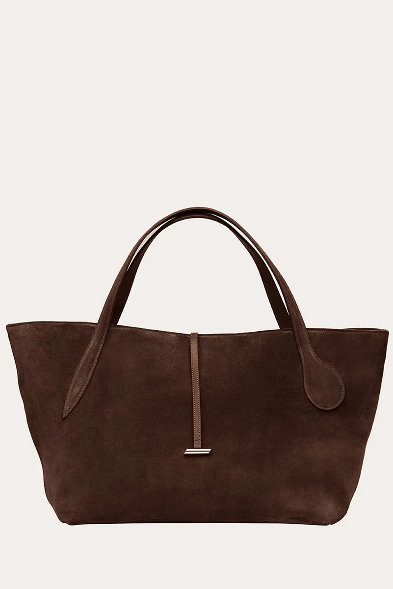 Zip Penne Tote Dark Brown Suede | LITTLE LIFFNER
