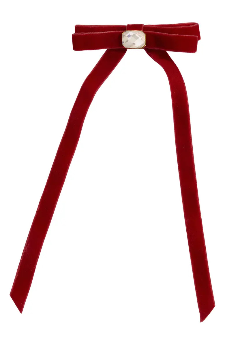 Velvet Rhinestone Bow Hair Clip | Nordstrom