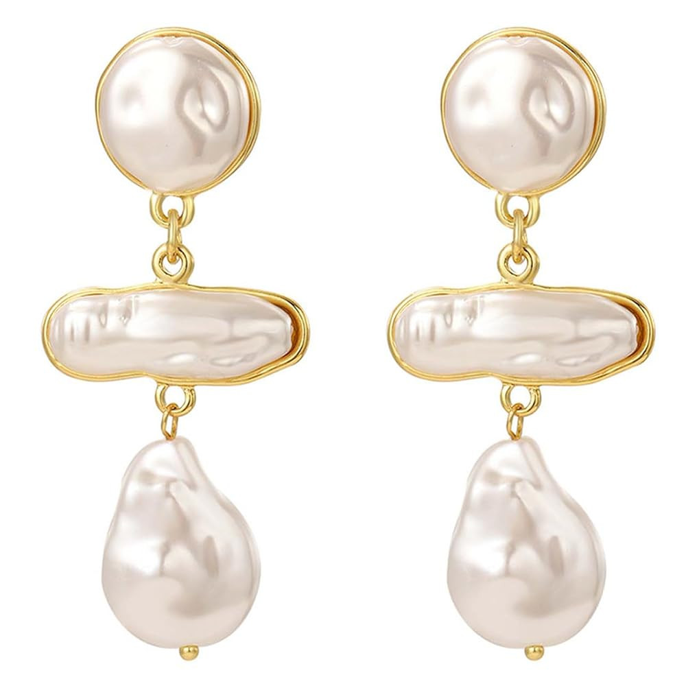 HETICA Baroque Pearl Earrings for Women - Large Teardrop Drop Statement Dangle Earring, Fashion B... | Amazon (US)