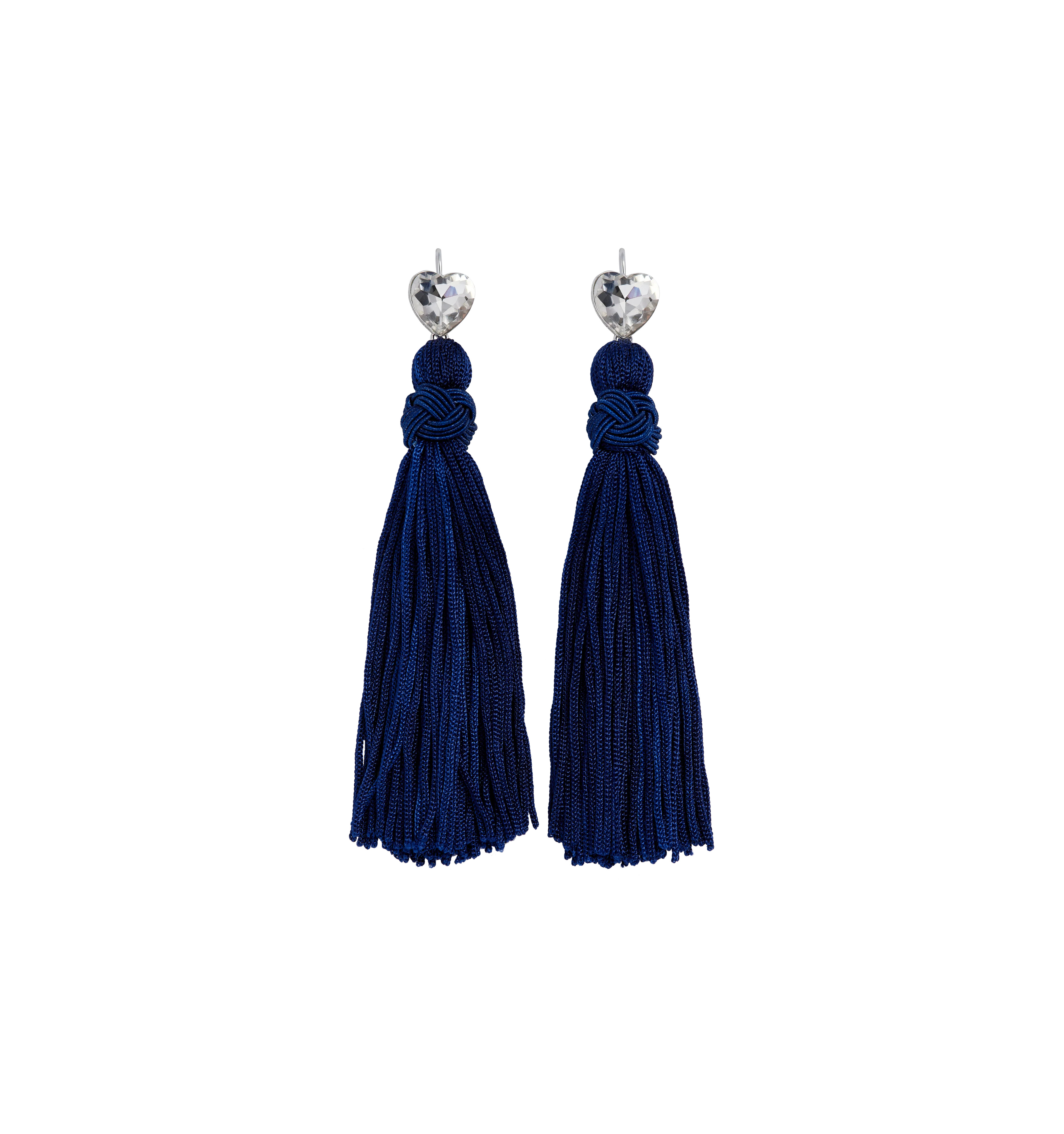The Tassel Earring - Navy/Silver | Hill House Home US