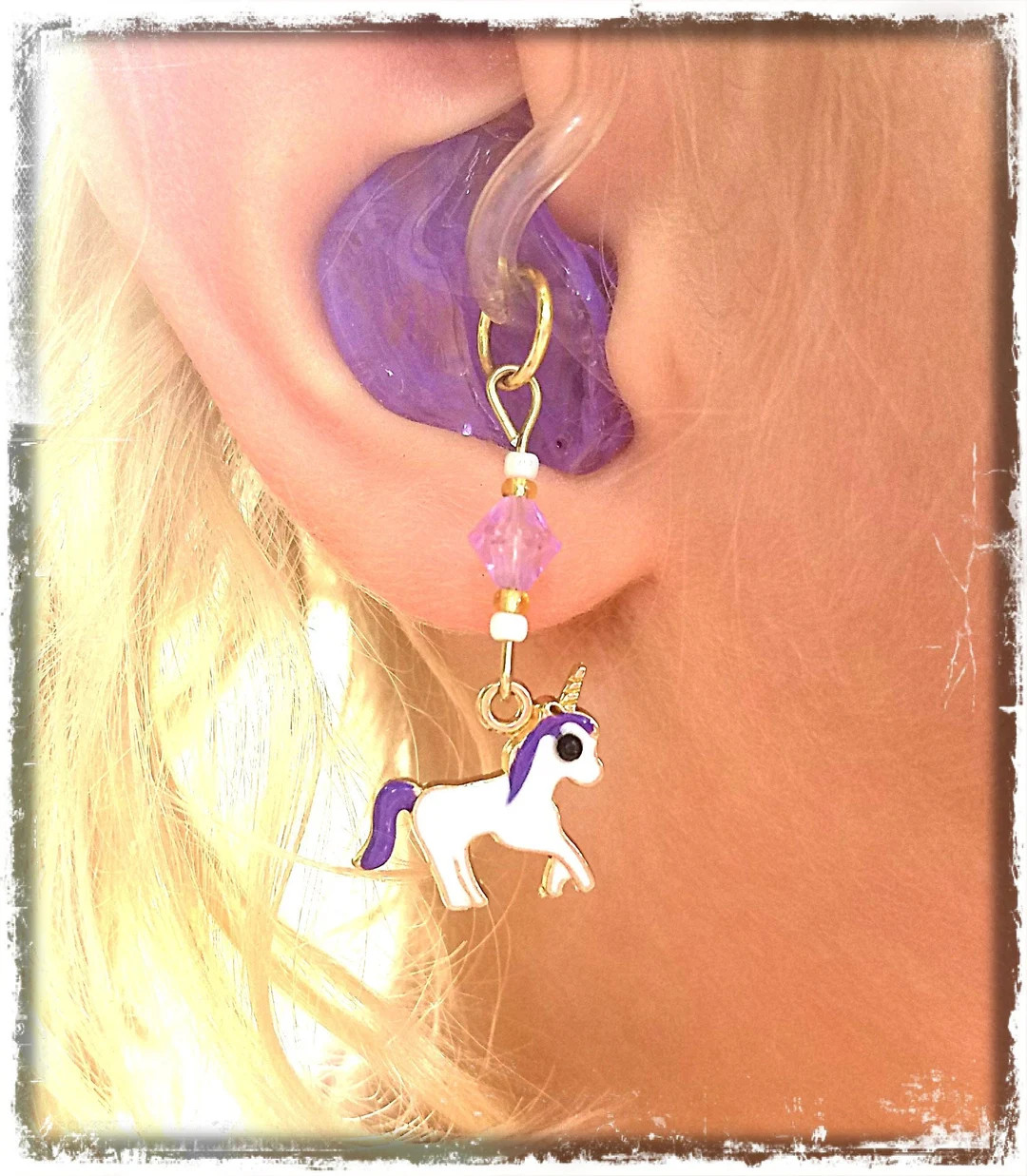 Hearing Aid Charms: Sweet Petite White Unicorns With Glass and - Etsy | Etsy (US)