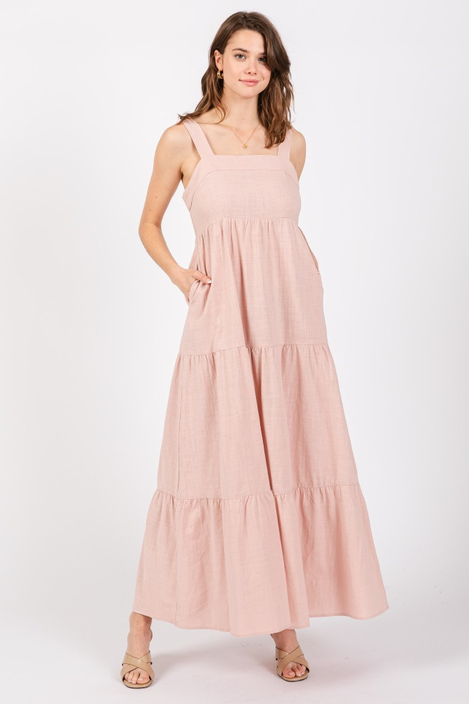 Light Pink Tiered Maxi Dress | PinkBlush Maternity