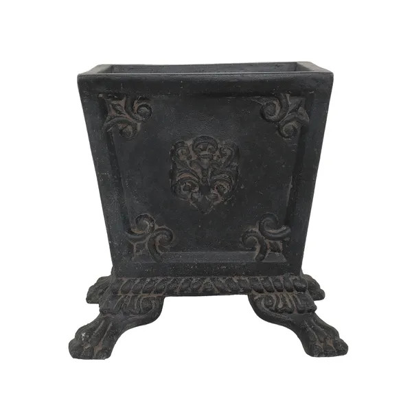 MPG 15 in. Sq Cast Stone Footed Planter in Aged Charcoal finish PF6245AC - The Home Depot | The Home Depot