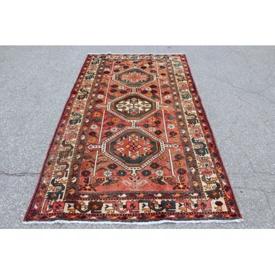 One-of-a-Kind Hand-Knotted 1950s 4'4" x 7'10" Wool Area Rug in Red/Beige/Brown | Wayfair North America