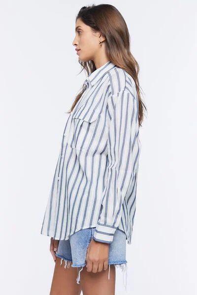 Striped Curved-Hem Shirt | Forever 21
