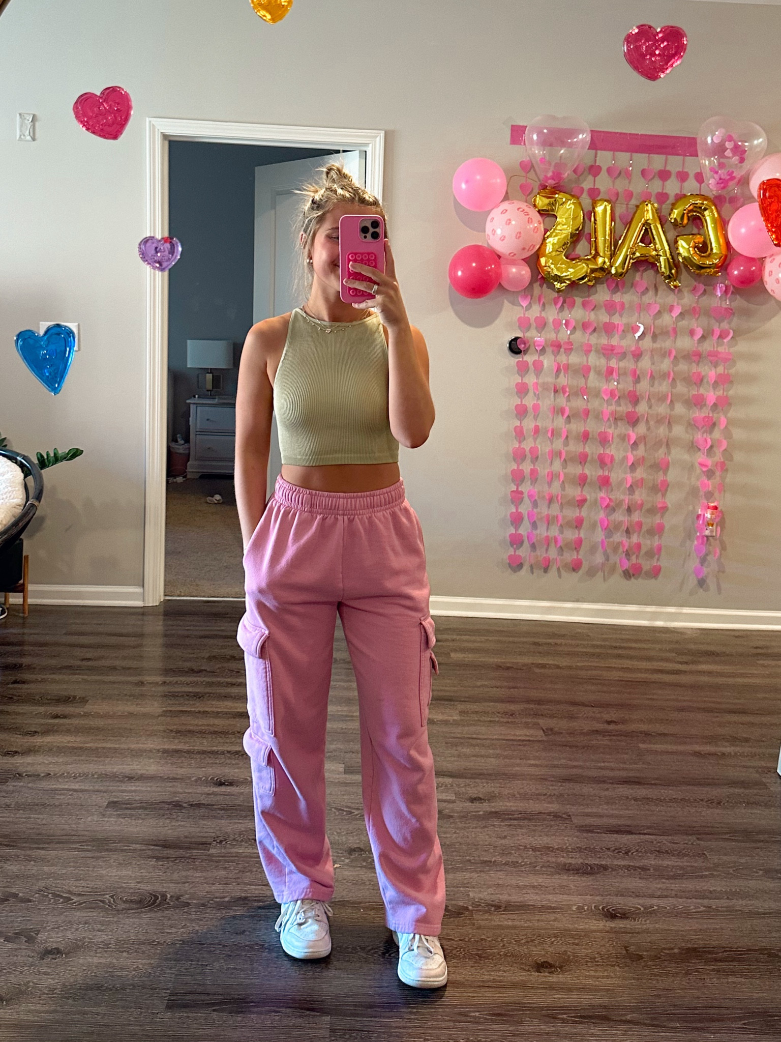 Top XS
Bottoms XS (garage doesn’t carry this hot pink anymore- found exact pants on comfy cargo pants website) 

#LTKSpringSale #LTKfindsunder100 #LTKstyletip