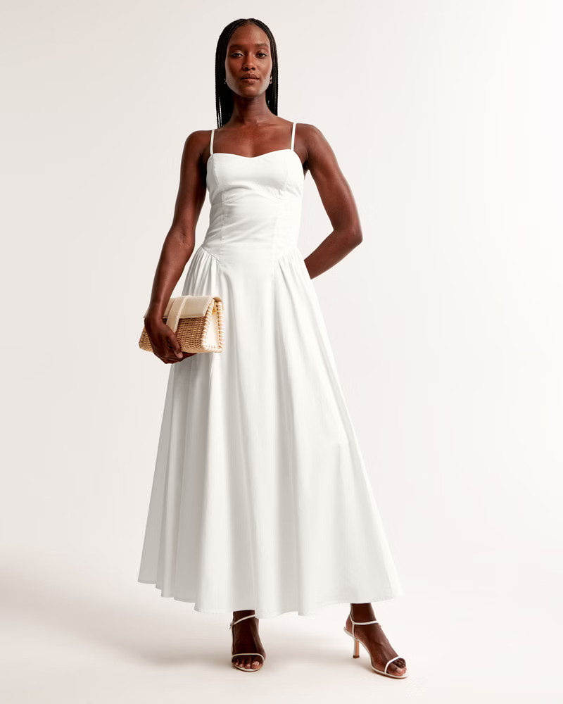 Dipped-Waist Sweetheart Maxi Dress | Abercrombie & Fitch (US)