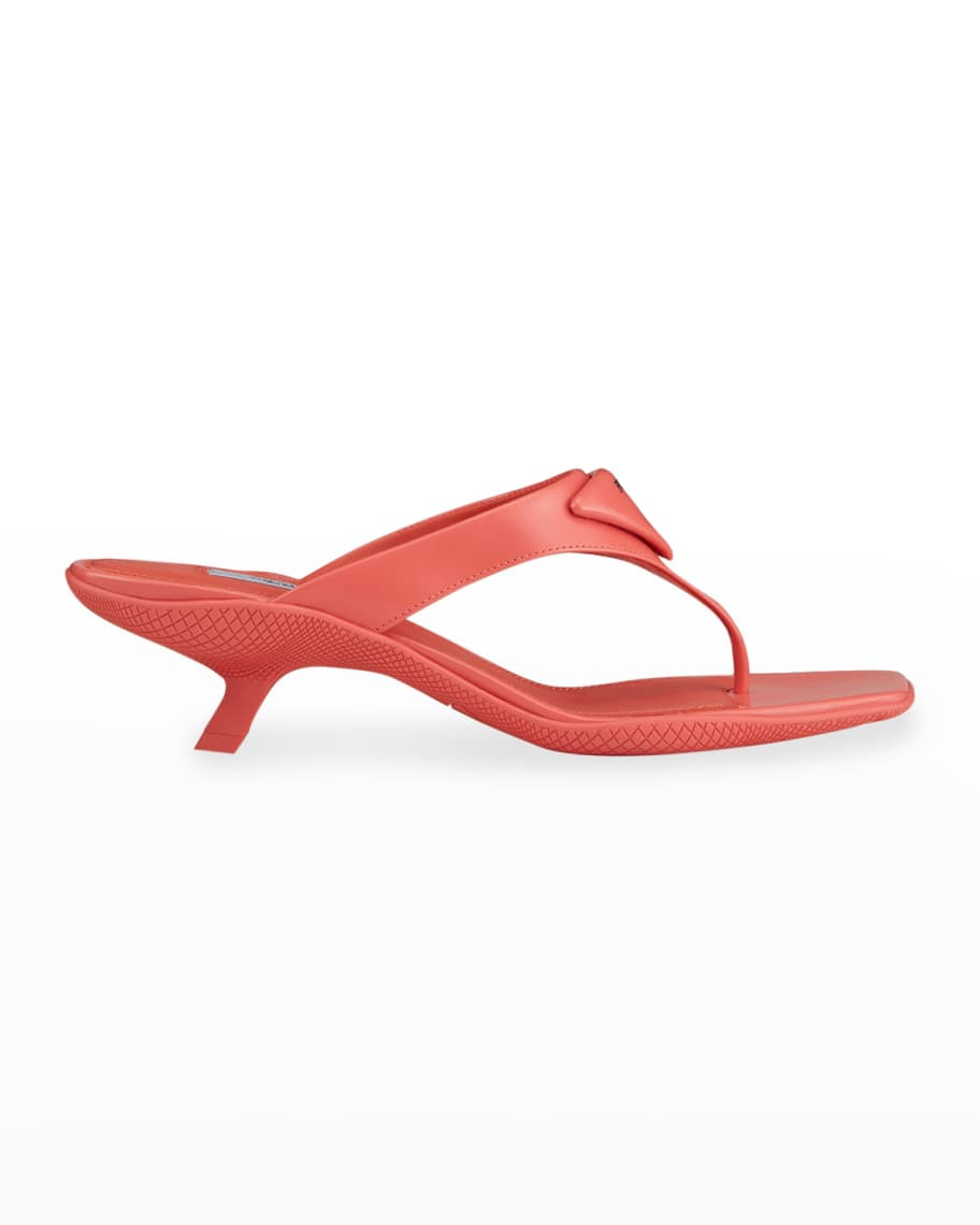 Prada Leather Kitten-Heel Thong Sandals | Neiman Marcus