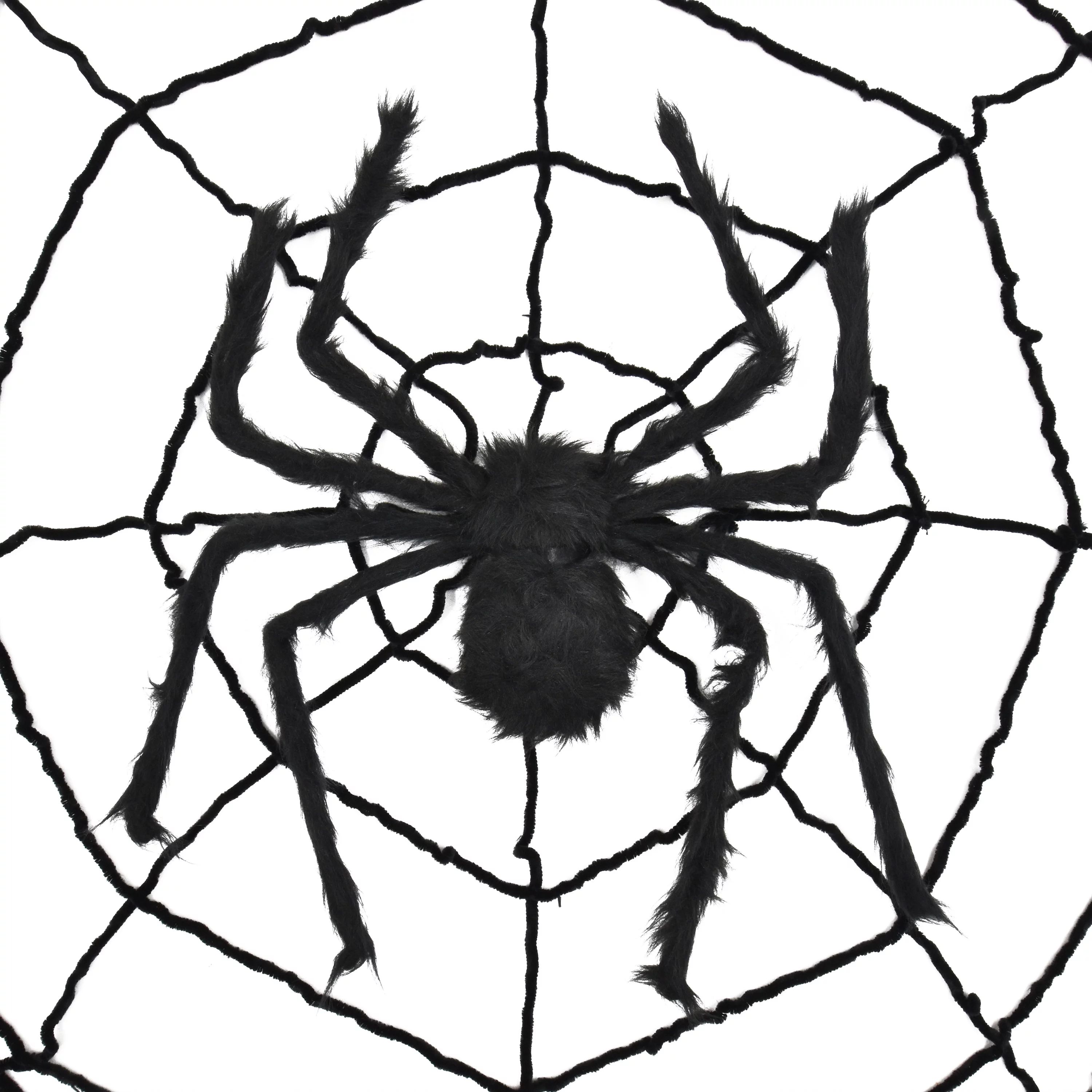 Halloween 8-Foot Spider Web with 28-in Spider, Black, Outdoor Decor, Party Favors, by Way to Cele... | Walmart (US)