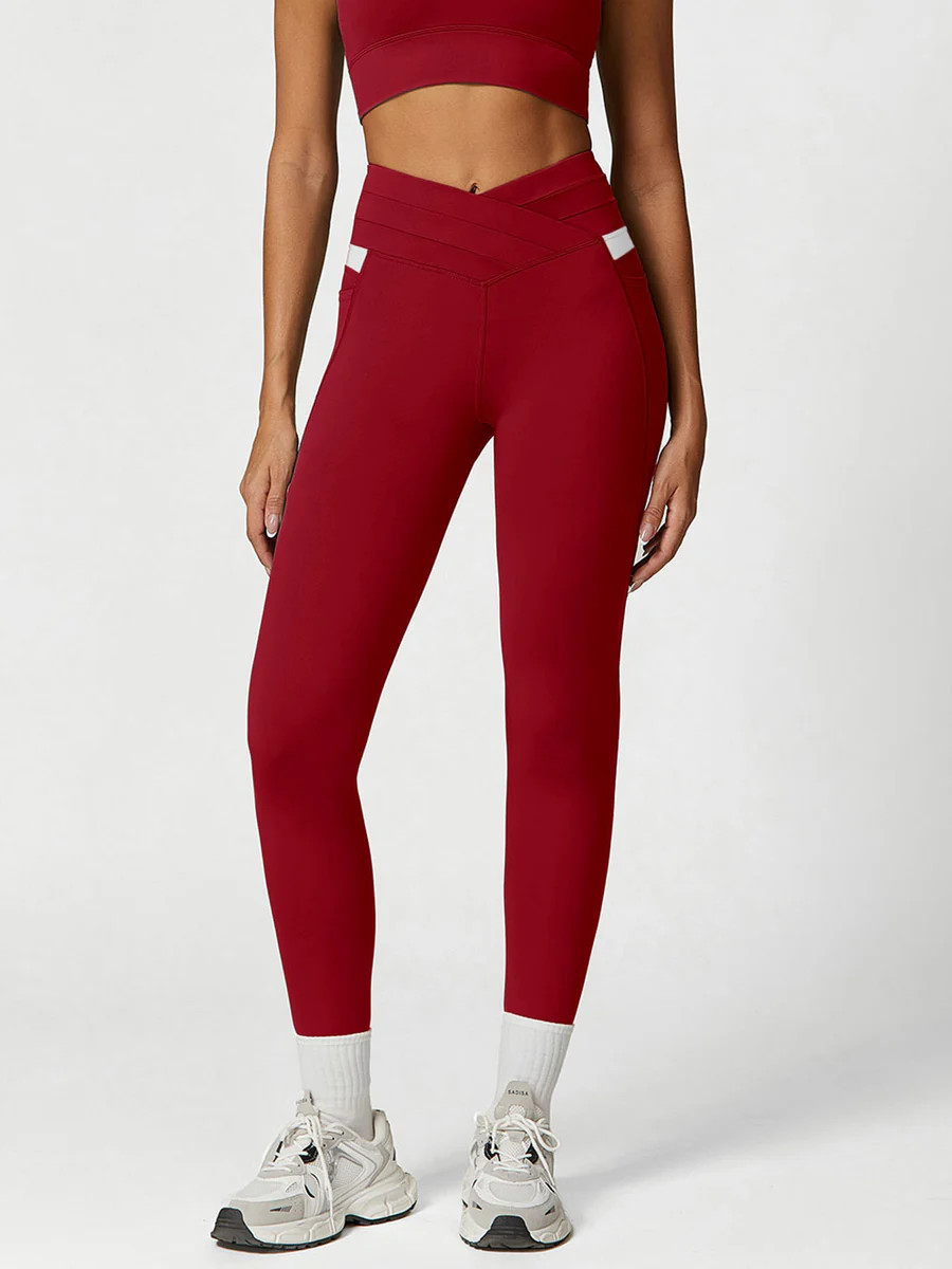Wine Red High Waisted Pockets Leggings 26" & Reviews - Wine Red - Sustainable Yoga Bottoms | BERL... | BERLOOK