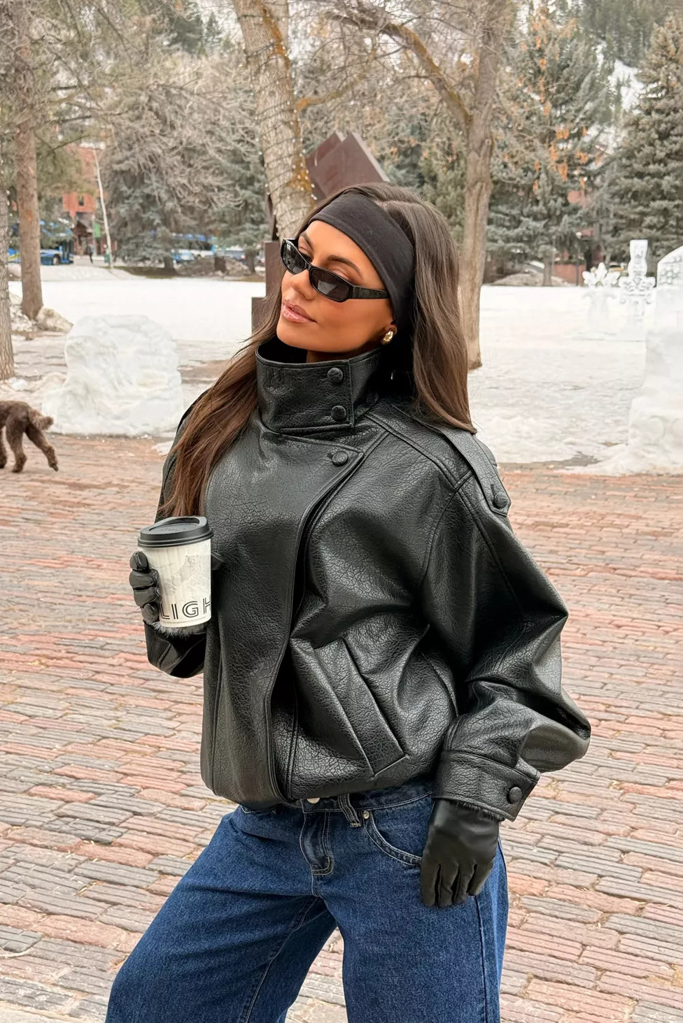 Edikted Jaicee High Neck Oversized Faux Leather Jacket | Urban Outfitters (US and RoW)