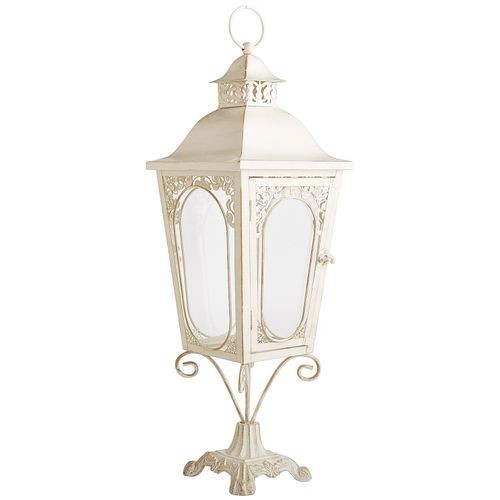 Antique White Scroll Pedestal Lantern | Pier 1 Imports