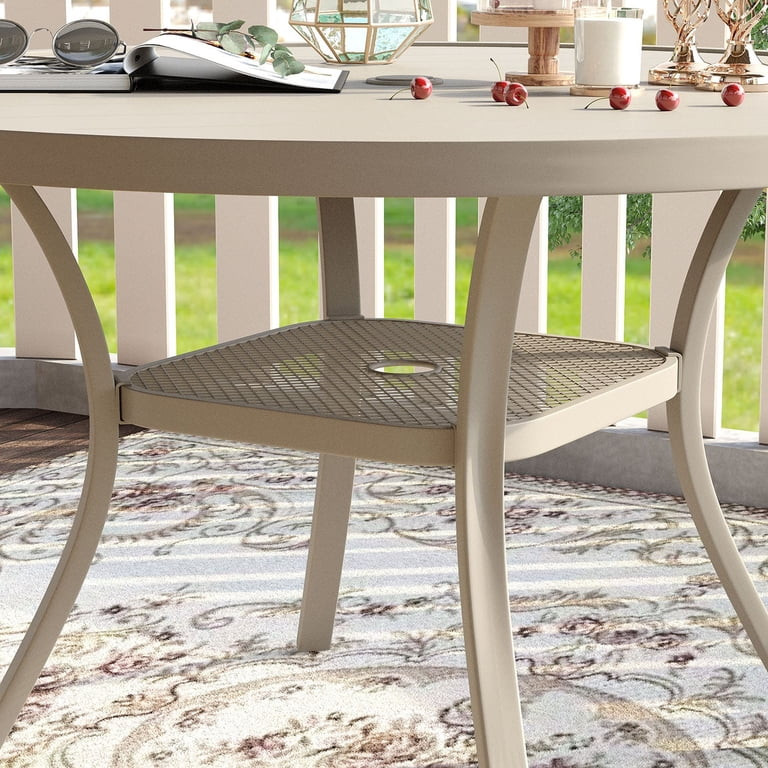 Vicllax Outdoor Outside Patio Dining Table, 47" Round Metal Table with Umbrella Hole for Deck, Cr... | Walmart (US)