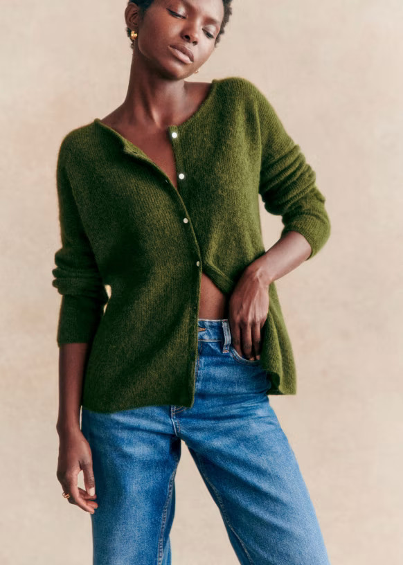 Gaspard Cardigan - Perfect Green - Super kid mohair - Sézane | Sezane Paris - US